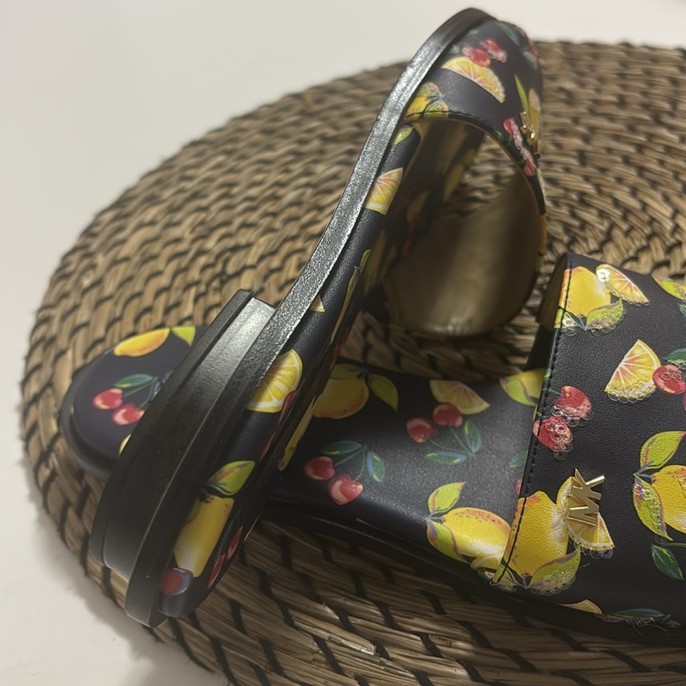 Michael Kors Black Slides with Lemon and Cherry Print - Picture 6 of 7